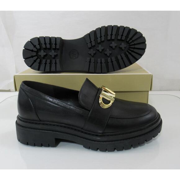 Women's Shoes Michael Kors Parker Lug Loafer MK Chain Leather Black Size 8 - Picture 7 of 7